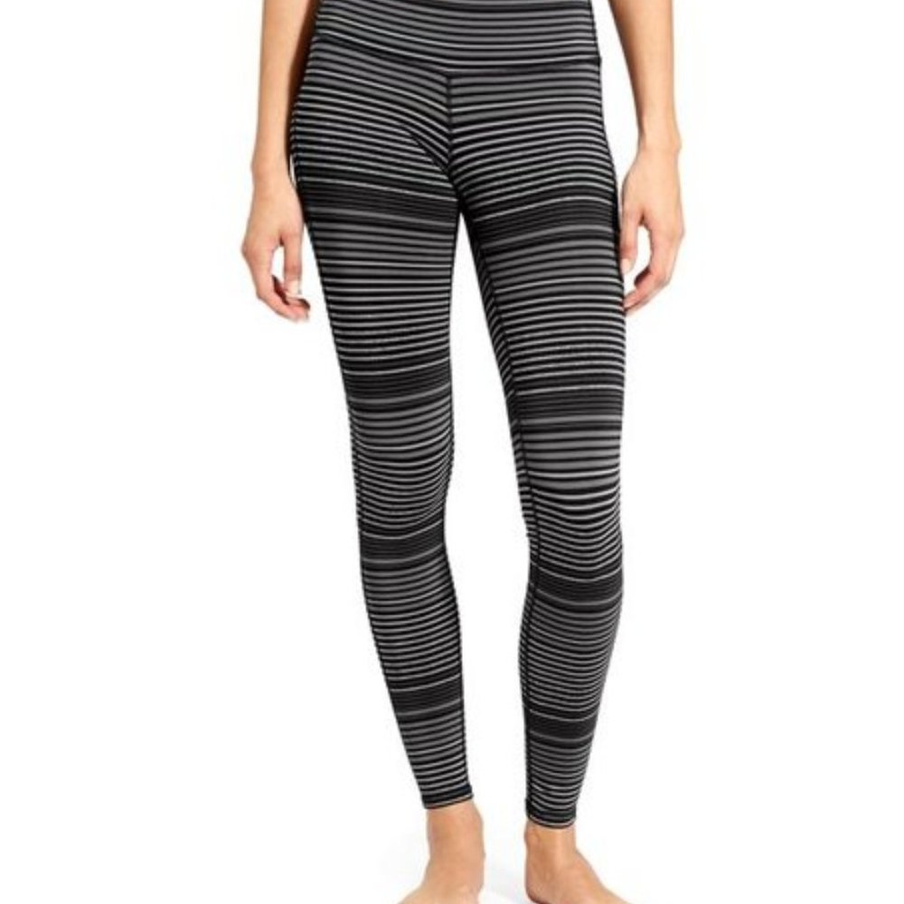 Athleta Black Stripe Chaturanga Leggings - Size Sm